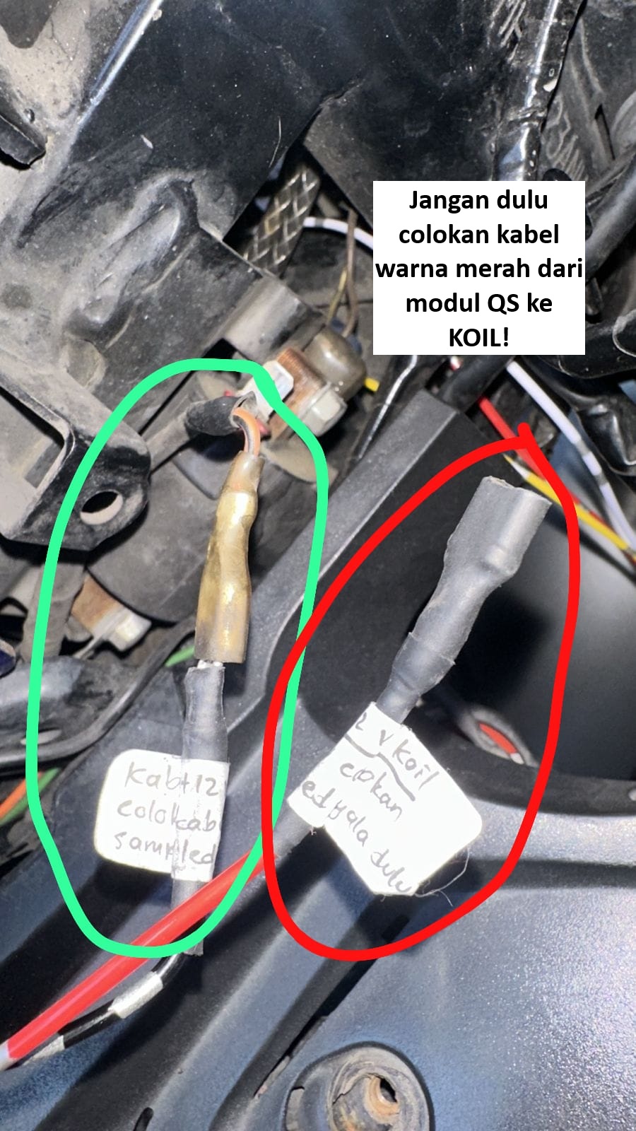 Koneksi kabel motor ke kabel input modul